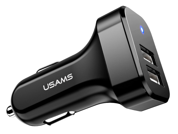 USAMS φορτιστής αυτοκινήτου C13, 2x USB, 2.1A, μαύρος -κωδικός CC87TC01