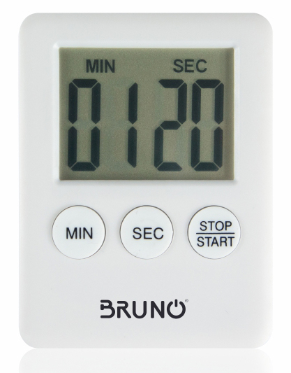 BRUNO χρονόμετρο & αντίστροφη μέτρηση BRN-0063, LCD, με μαγνήτη, λευκό -κωδικός BRN-0063