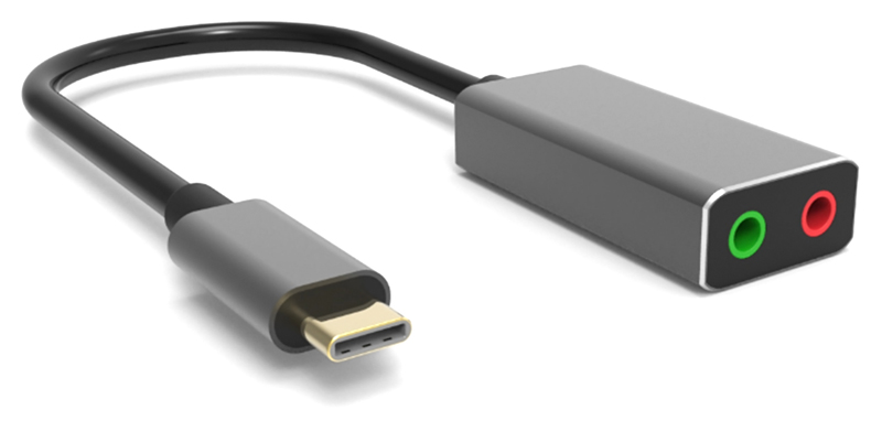 POWERTECH USB Type-C κάρτα ήχου PTH-045, 2x 3.5mm, γκρι -κωδικός PTH-045