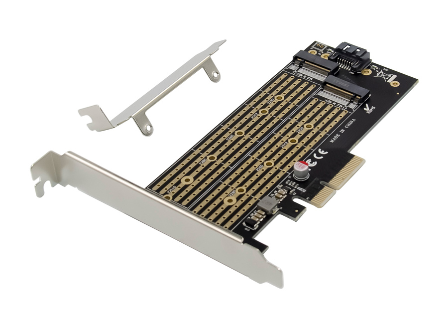 POWERTECH κάρτα επέκτασης 4x PCIe σε M.2 B & M Key NVMe ST531 -κωδικός ST531