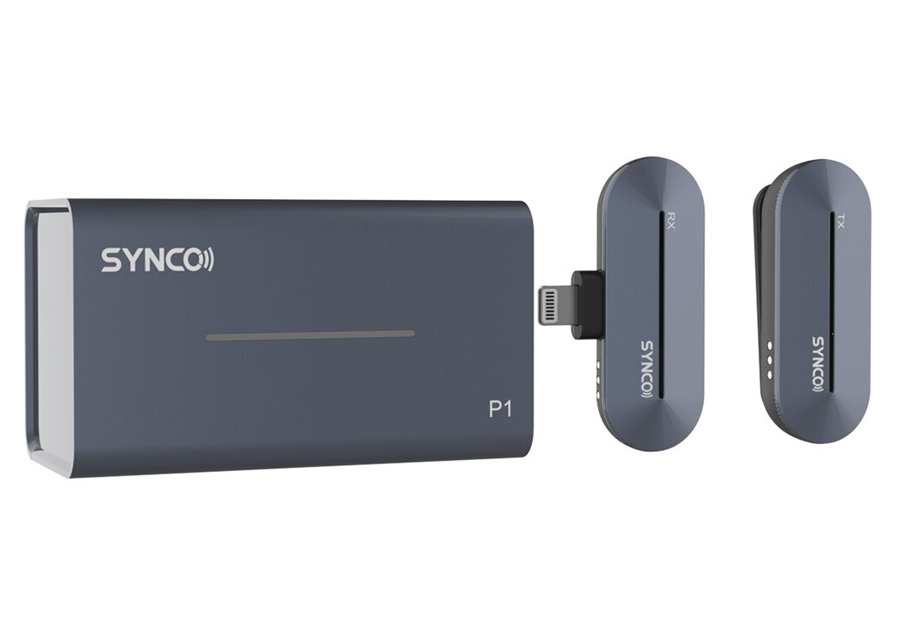 SYNCO ασύρματο μικρόφωνο P1L με θήκη φόρτισης, Lightning, 2.4GHz, γκρι -κωδικός SY-P1L-BK