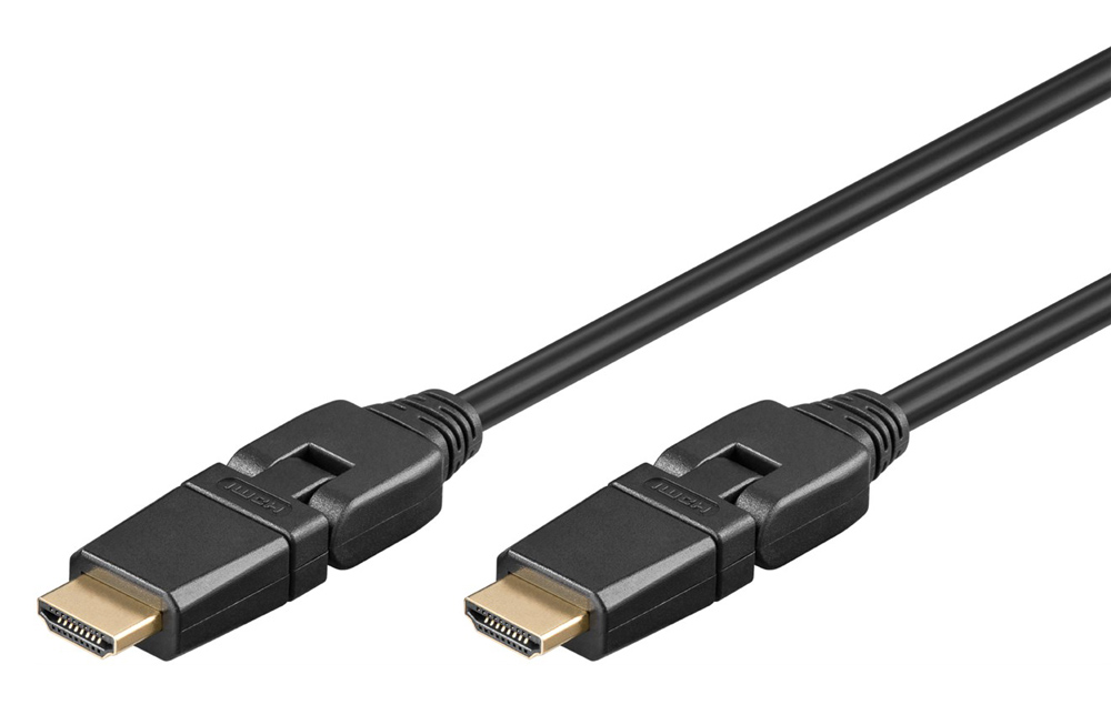 GOOBAY καλώδιο HDMI 61289 με Ethernet, 360°, 4K/60Hz, 18 Gbps, 3m, μαύρο -κωδικός 61289