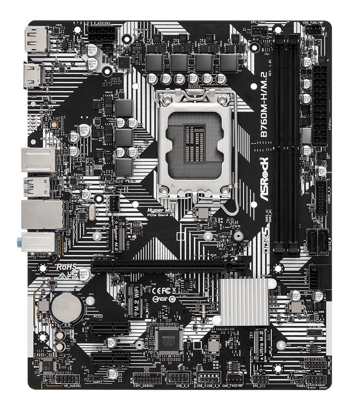 ASROCK μητρική B760M-H/M.2, 2x DDR5, s1700, USB 3.2, mATX -κωδικός B760M-H-M.2