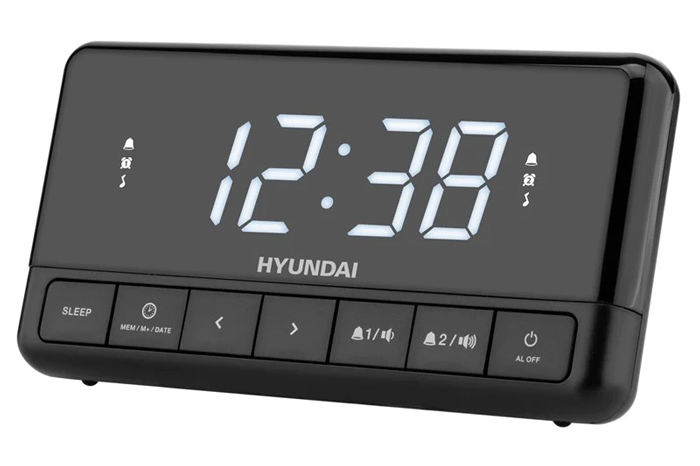 HYUNDAI επιτραπέζιο ρολόι & ραδιόφωνο RAC341PLLBW με ξυπνητήρι, μαύρο -κωδικός RAC341PLLBW