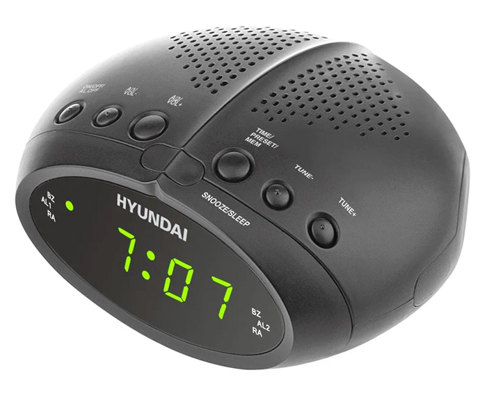 HYUNDAI επιτραπέζιο ρολόι & ραδιόφωνο RAC213G με ξυπνητήρι, μαύρο -κωδικός RAC213G