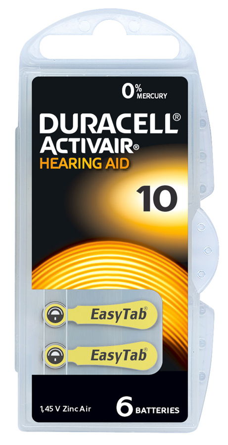 DURACELL μπαταρίες ακουστικών βαρηκοΐας Activair 10, 1.45V, 6τμχ -κωδικός D10