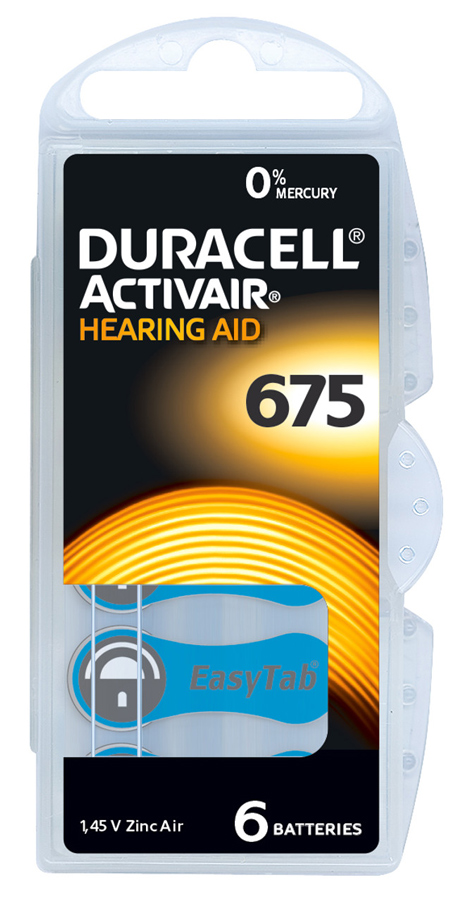 DURACELL μπαταρίες ακουστικών βαρηκοΐας Activair 675, 1.45V, 6τμχ -κωδικός D675