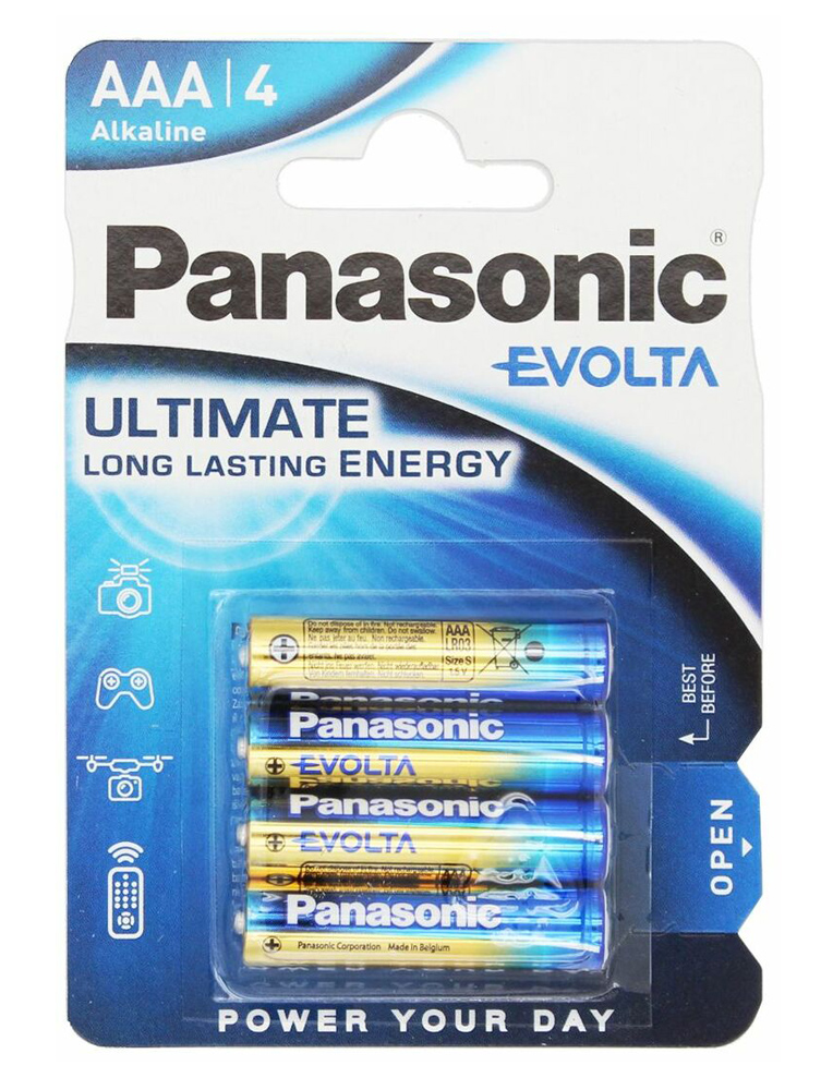 PANASONIC αλκαλικές μπαταρίες Evolta, AAA/LR03, 1.5V, 4τμχ -κωδικός 5410853044871