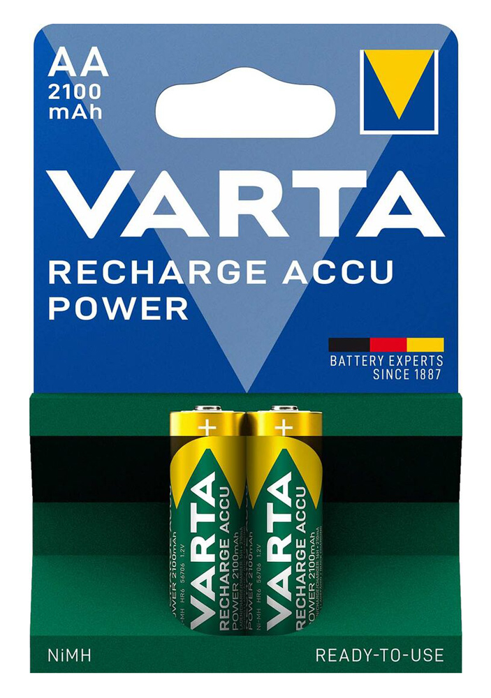 VARTA επαναφορτιζόμενες μπαταρίες λιθίου, AA, 2100mAh, 1.2V, 2τμχ -κωδικός 4008496550654