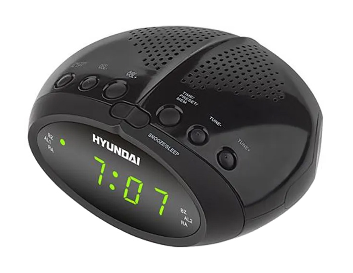 HYUNDAI επιτραπέζιο ρολόι & ραδιόφωνο RAC213B με ξυπνητήρι, μαύρο -κωδικός RAC213B