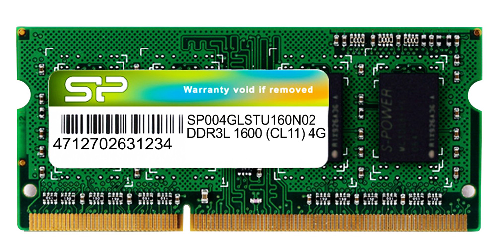 SILICON POWER Μνήμη DDR3L SODimm , 4GB, 1600MHz, PC3L-12800, CL11, 1.35v -κωδικός SP004GLSTU160N02