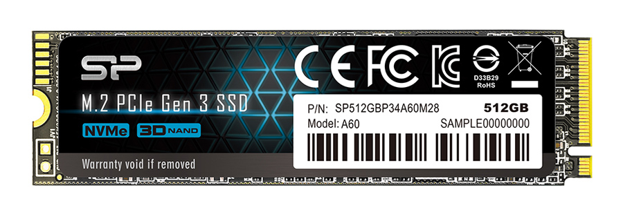 SILICON POWER SSD PCIe Gen3x4 P34A60 M.2 2280, 512GB, 2.200-1.600MB/s -κωδικός SP512GBP34A60M28