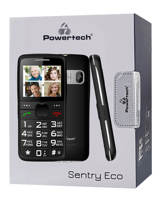 POWERTECH Κινητό Τηλέφωνο Sentry Eco PTM-18, SOS Call, με φακό, μαύρο