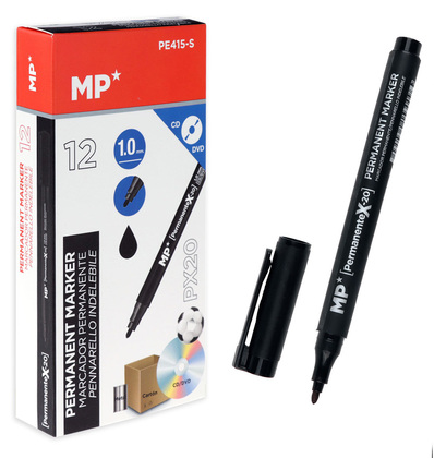 MP ανεξίτηλος μαρκαδόρος PE415-S για CD-DVD, 1mm, μαύρος 12τμχ