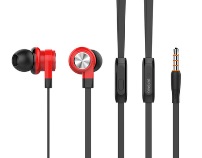 CELEBRAT earphones με μικρόφωνο D9, 3.5mm σύνδεση, Φ10mm, 1.2m, κόκκινα