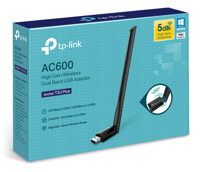 TP-LINK ασύρματος USB αντάπτορας δικτύου Archer T2U Plus, 600Mbps, V.1 TP-LINK ασύρματος USB αντάπτορας δικτύου Archer T2U Plus, 600Mbps, V.1