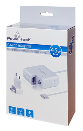 POWERTECH τροφοδοτικό laptop PT-836 για Apple Macbooks, 45W, λευκό