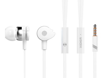 CELEBRAT earphones με μικρόφωνο D1, 3.5mm, Φ10mm, 1.2m flat, λευκά
