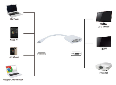 POWERTECH αντάπτορας USB Type-C σε DVI PTH-036, 4K, λευκό