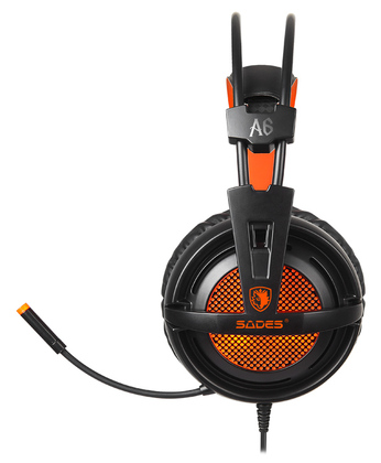 SADES Gaming Headset A6, multiplatform, USB, LED, μαύρα