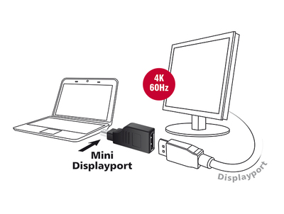 DELOCK αντάπτορας mini DisplayPort (M) σε DisplayPort (F) 65626, 4K, 90°