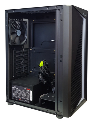 POWERTECH Gaming case PT-848, tempered glass, 80mm fan, PSU 500W PT-864