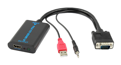 POWERTECH αντάπτορας VGA/USB/3.5mm σε HDMI CAB-H070, 1080p, 0.2m, μαύρος