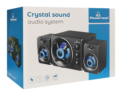 POWERTECH ηχεία Crystal sound PT-841, 2.1, 5W + 2x 3W, 3.5mm, μαύρα