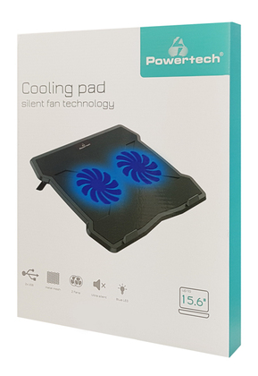 POWERTECH Βάση & ψύξη laptop PT-930, έως 15.6", 2x 125mm fan, LED, μαύρο