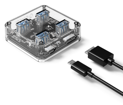 ORICO USB hub MH4U-U3, 4x θυρών, 5Gbps, διάφανο