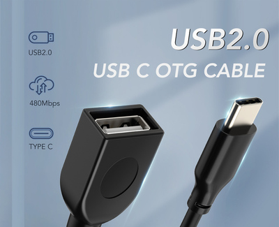 CABLETIME καλώδιο USB-C σε USB CMAF2, 480Mbps, 0.15m, μαύρο