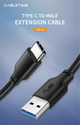 CABLETIME καλώδιο USB-C σε USB CMAMN, 15W, 5Gbps, 1m, μαύρο