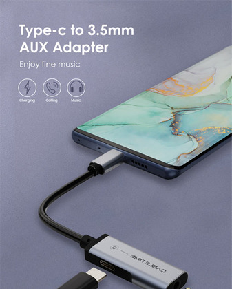 CABLETIME αντάπτορας USB-C σε USB-C & 3.5mm CT-CMACD, γκρι