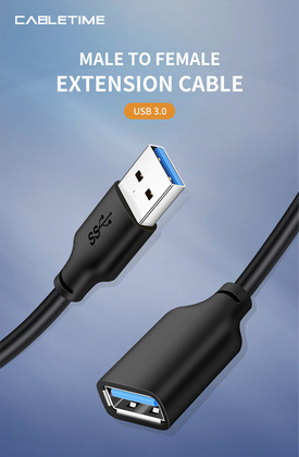 CABLETIME καλώδιο προέκτασης USB CT-AMAFN, 5Gbps, 1m, μαύρο