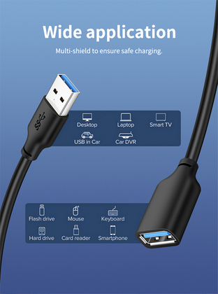 CABLETIME καλώδιο προέκτασης USB CT-AMAFN, 5Gbps, 1m, μαύρο