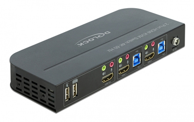 DELOCK HDMI KVM Switch 11481, 2 ports, USB 3.0, Audio, 4K/60Hz, μαύρο