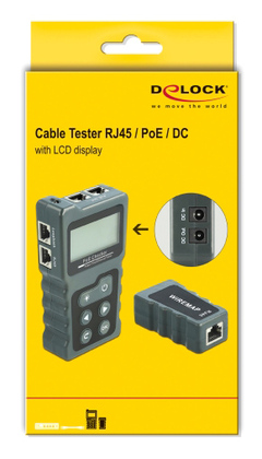 DELOCK tester καλωδίων με οθόνη 63110, RJ45, PoE, DC, γκρι