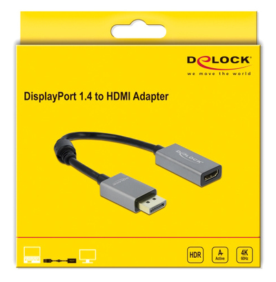 DELOCK αντάπτορας DisplayPort 1.4 σε HDMI 66436, 4K/60Hz, active, γκρι