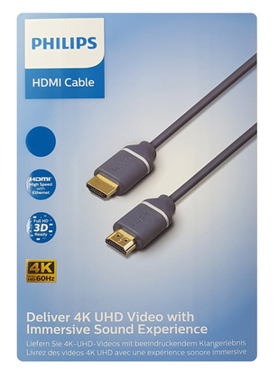 PHILIPS καλώδιο HDMI 2.0 SWV5630G, 4K/60Hz, 18Gbps, copper, 3m, γκρι