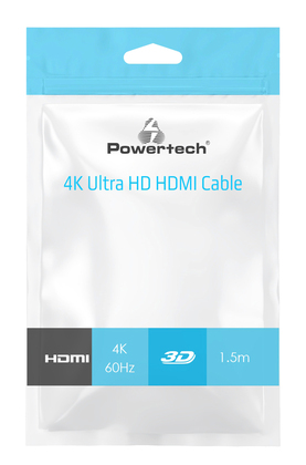 POWERTECH καλώδιο HDMI 2.0 CAB-H141 με Ethernet, 4K/60Hz, 1.5m, μαύρο