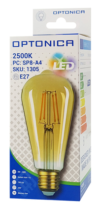 OPTONICA LED λάμπα ST64 1305, 8W, 2500K, E27, 700lm