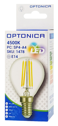 OPTONICA LED λάμπα G45 Filament 1478, 4W, 4500K, E14, 400lm