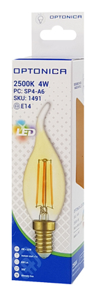 OPTONICA LED λάμπα Candle T35 Filament 1491, 4W, 2500K, E14, 400lm