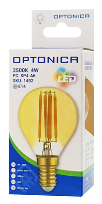 OPTONICA LED λάμπα G45 Filament 1492, 4W, 2500K, E14, 400lm