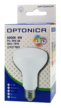 OPTONICA LED λάμπα R63 1876, 6W, 6000K, E27, 480lm