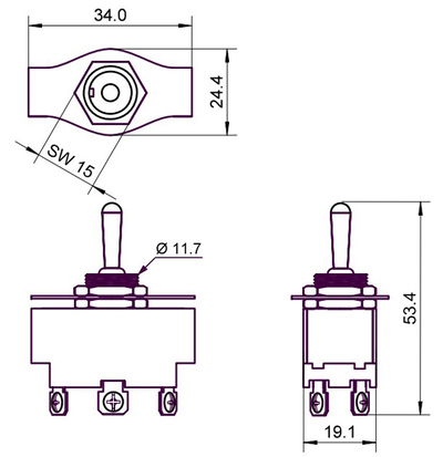 GOOBAY διακόπτης 10114, 6-pin, 2x ON-OFF-ON, 6A 250V