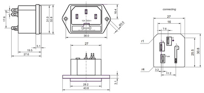 GOOBAY AC chassis plug 11261, με ασφάλεια