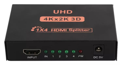POWERTECH HDMI splitter PTH-048, 4 σε 1, 4K/60Hz, μαύρο
