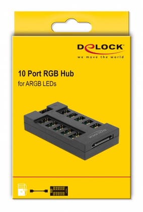 DELOCK RGB hub 64128 για ARGB LEDs, 10 θύρες, μαύρο