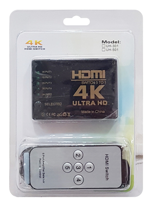 POWERTECH HDMI amplifier switch PTH-052 με τηλεχειριστήριο, 5 σε 1, 4K